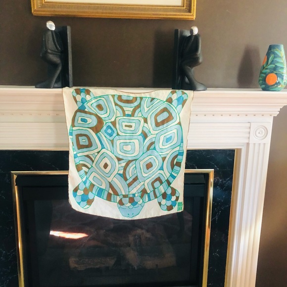 Vintage 70s Christian Dior Turtle print scarf - Picture 1 of 11